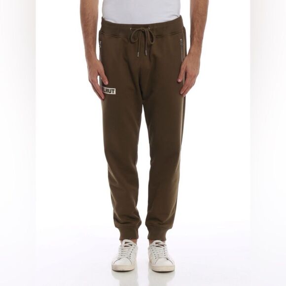 HELMUT LANG Logo Print Army Green Joggers Track Pants Men’s Size L - Picture 3 of 13